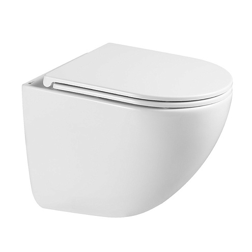 Унитаз Lemark Glazer подвесной, безободковый с сиденьем микролифт, смыв вихревой Торнадо, белый глянец: фотография 1