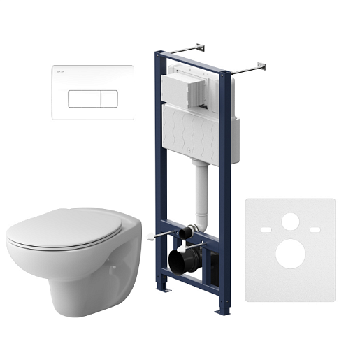 Комплект инсталляция AM.PM IS48001.741700  с подвесным унитазом Sense, с сиденьем микролифт и клавишей смыва белый: фотография 1