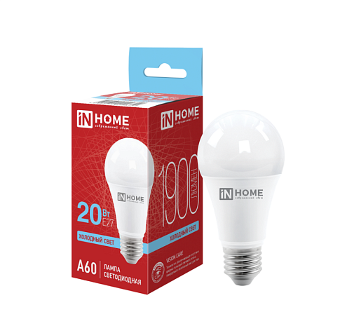 Лампа светодиодная LED-A60-VC 20Вт груша 230В Е27 6500К 1900Лм IN HOME 4690612020310: фотография 1