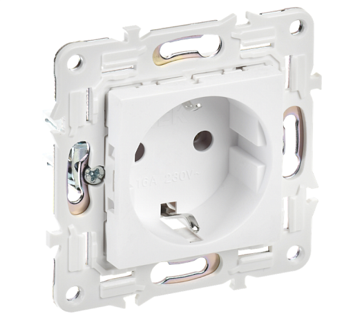 Розетка SKANDY с заземлением без защитных шторок 16А SK-R05W арктический белый IEK SK-R11-16-K01: фотография 1