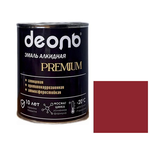 Антикоррозионная глянцевая эмаль PREMIUM ДЕОЛЬ Красное вино RAL 3005 0,75л: фотография 1
