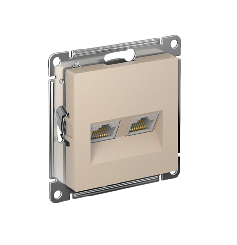 Розетка компьютерная двойная AtlasDesign RJ45+RJ45 кат.5E механизм песочный Systeme Electric ATN001285: фотография 1