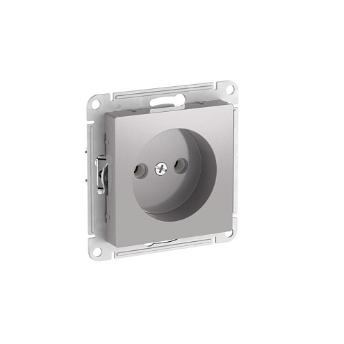 Розетка AtlasDesign 16А без заземления без шторок с быстрозажимными клеммами механизм алюминий Systeme Electric  ATN000341S: фотография 1