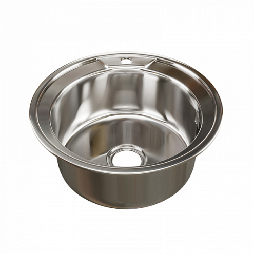 Мойка круг d 490 выпуск 3 1/2&quot; MIXLINE глубина чаши 180 мм с сифоном без гофры: фотография 1