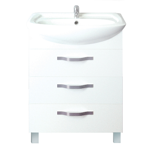 Тумба Вита 65Н 3 ящика Белый глянец, МДФ: фотография 1