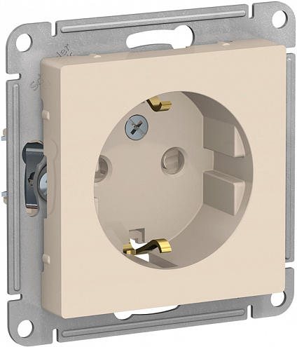 Механизм розетки 1-м СП ATLAS DESIGN с заземл. защ. шторки 16А беж. SchE ATN000245: фотография 1