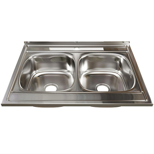 Мойка 600х800 2 чаши выпуск 3 1/2" MIXLINE 180 мм с сифоном: фотография 1