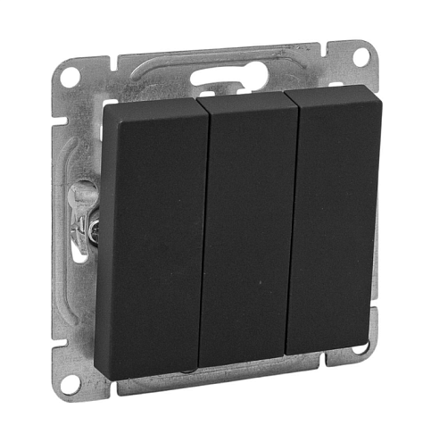 Выключатель 3-клавишный Эпика механизм черный EKF UP1-SWB-31: фотография 1