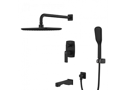 Смеситель Lemark &quot;Урсус&quot; LM7222BL для ванны и душа встраиваемый с дополнительной лейкой 1 режим черный: фотография 1