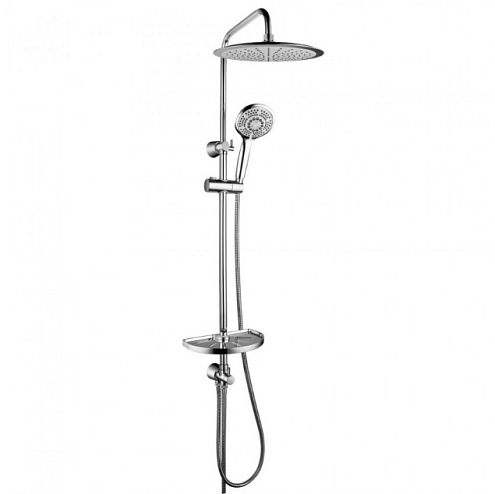 Душевой гарнитур Lemark LM8802C с регулируемой высотой штанги и верхней душевой лейкой "Тропический дождь": фотография 1