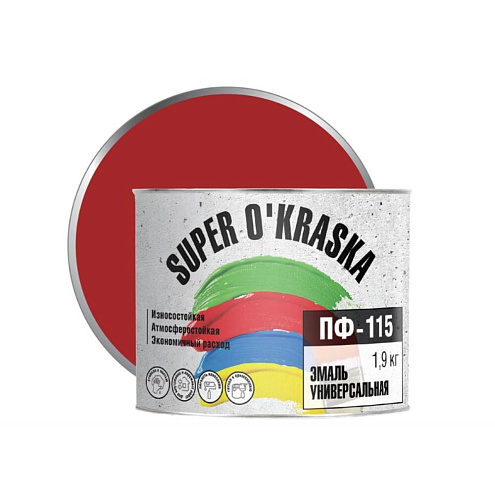 Эмаль  ПФ-115 super okraska Красный   1,9кг: фотография 1
