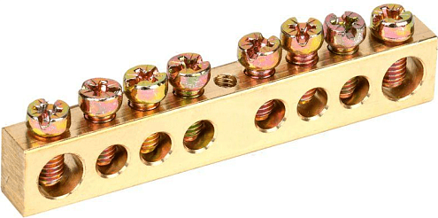 Шина PEN &quot;земля-ноль&quot; 8х12мм 8/1 (8групп/крепеж по центру) IEK YNN20-08-100: фотография 1