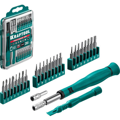 Набор Precision-28, отвертка для точных работ со сменными битами, в боксе, KRAFTOOL: фотография 1