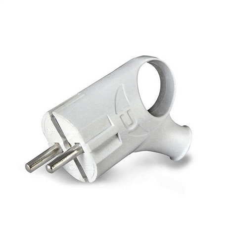 Вилка электрическая с заземлением угловая с ушком белый 16А 250В (еврослот) UNIVersal А112: фотография 1