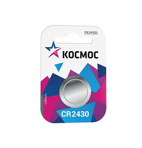 Элемент питания литиевый CR2430 1хBL (блист.1шт) КОСМОС KOCR24301BL: фотография 1