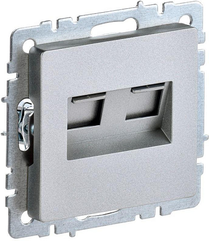 Розетка компьютерная двойная СП RJ45 кат.5E BRITE РК10-2-БрА алюм. IEK BR-K20-1-K47: фотография 1