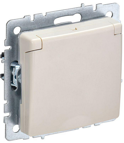 Розетка BRITE РСбш10-3-44-БрКр 16А IP44 с заземл. защ. шторки с крышкой беж. IEK BR-R16-16-44-K10: фотография 1