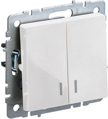 Выключатель 2-кл. СП BRITE ВС10-2-1-БрБ 10А с инд. бел. IEK BR-V20-1-10-K01: фотография 1