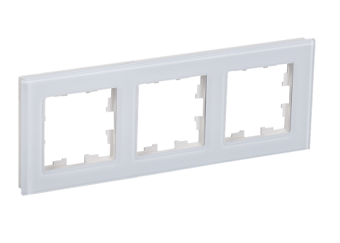Рамка 3 -местная BRITE РУ-3-2-БрБ стекло белый IEK BR-M32-G-K01: фотография 1