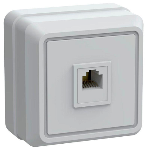 Розетка телефонная 1-м ОП Октава РТ20-ОБ IP20 бел. IEK ETO10-K01-DC: фотография 1