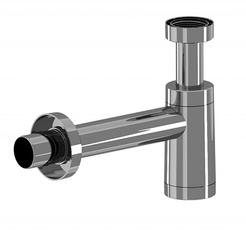 Сифон бутылочный 1 1/4&quot;х40 АНИ Пласт BRB1004M,без выпуска, с переходной трубкой D40, пластиковый корпус, металлизированный: фотография 1