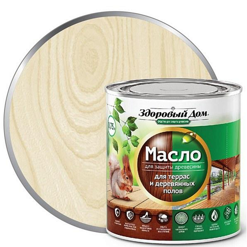 Масло для террас и деревянных полов &quot;Здоровый Дом&quot;, Слоновая кость 0,75л : фотография 1