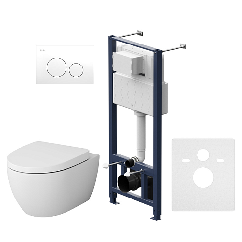 Унитаз подвесной с инсталляцией AM.PM Awe IS49001.111738 сиденьем микролифт, пневматической клавишей белый: фотография 1