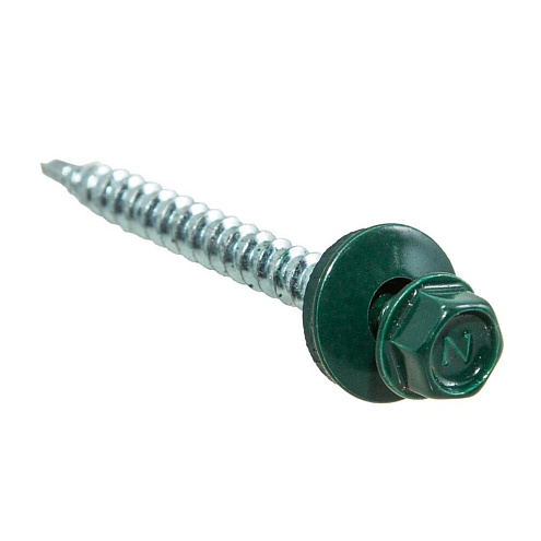 Саморезы кровельные с буром темно-зеленые 4,8x35, 60шт: фотография 1