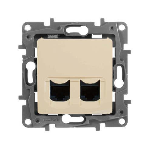 Механизм розетки комп. СП Etika RJ45 + RJ45 CAT.5E UTP сл. кость Leg 672355: фотография 1
