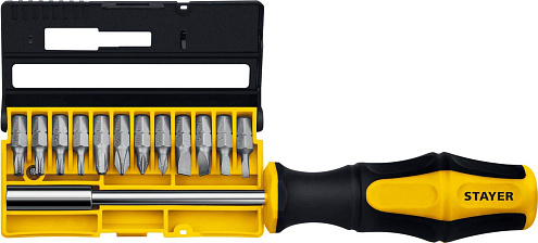 Набор отвертка-битодержатель HERCULES, Cr-V сталь, 13 предметов, STAYER: фотография 1