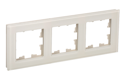 Рамка 3 -местная BRITE РУ-3-2-БрВа стекло ванильный IEK BR-M32-G-K10: фотография 1