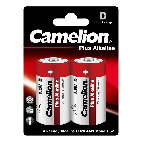 Элемент питания алкалиновый D/LR20 1.5В Plus Alkaline LR20-BP2 BL-2 (блист.2шт) Camelion 1654: фотография 1