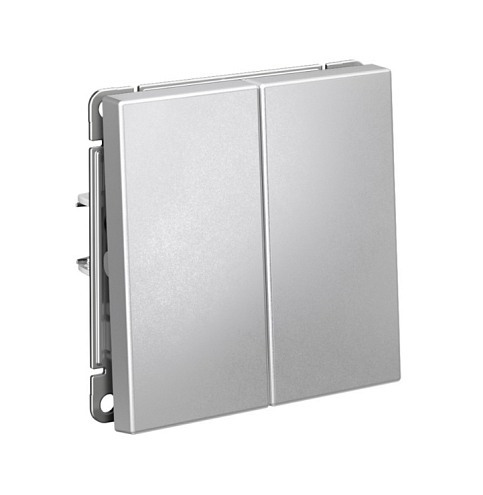 Выключатель 2-клавишный ArtGallery (сх.5) 10AX механизм алюминий Systeme Electric GAL000351: фотография 1