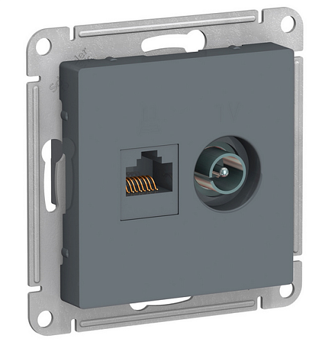 Механизм розетки 2-м ATLAS DESIGN комп. RJ45 кат.5E+TV грифель SchE ATN000789: фотография 1