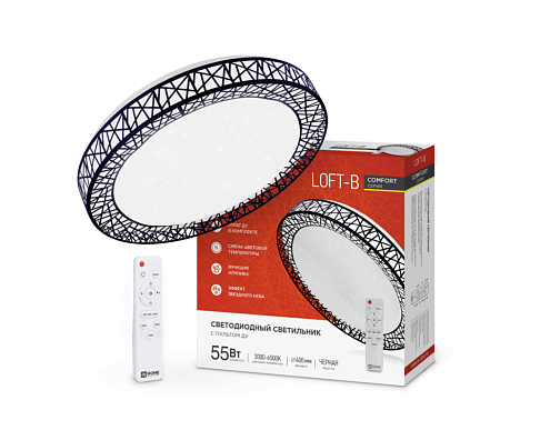 Светильник светодиодный COMFORT LOFT-B 55Вт 230В 3000-6500K 4400Лм 395x105мм с пультом ДУ IN HOME 4690612034775: фотография 1
