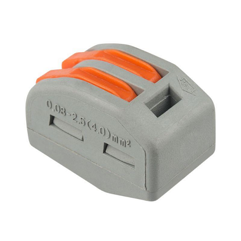 Клемма универсальная многоразовая 222-412 2-проводная 0,08-2,5(4)кв.мм уп.50шт Rexant 07-5252-4: фотография 1