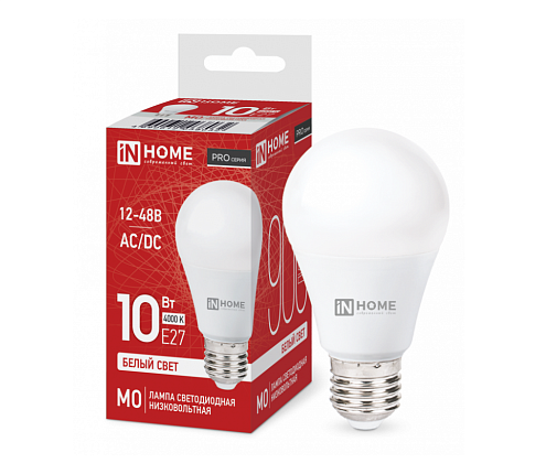 Лампа светодиодная LED-MO-PRO 10Вт груша 12-48В Е27 4000К 900Лм IN HOME 4690612038032: фотография 1