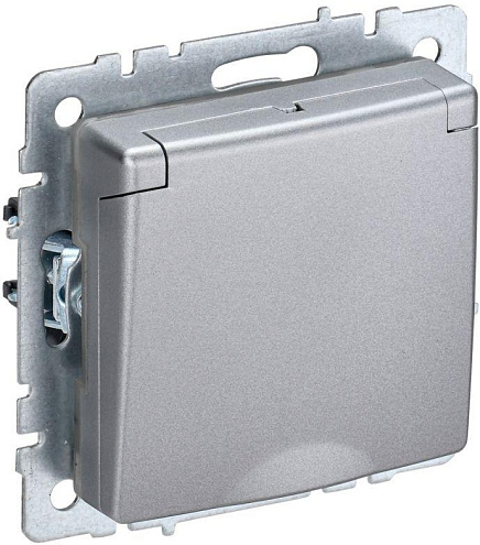 Розетка BRITE РСбш10-3-44-БрА 16А IP44 с заземл. защ. шторки с крышкой алюм. IEK BR-R16-16-44-K47: фотография 1