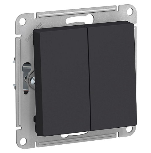 Механизм выключателя 2-клавишный AtlasDesign (сх.5) 10АХ карбон Systeme Electric  ATN001051: фотография 1