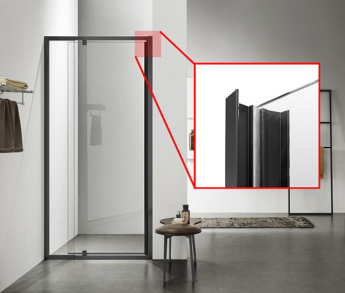 Душевое ограждение SANTREK AQUA Time- DF-DP-800-C-Matt Black 800х1950 прямое стекло прозрачное 6мм, профиль Черный : фотография 1