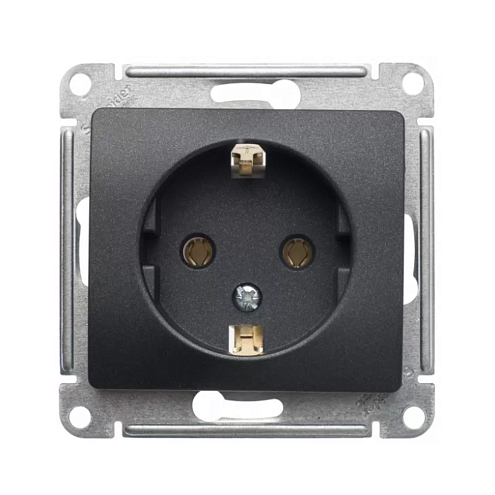 Розетка 1-м СП 1мод. Glossa 16А IP20 с заземлением механизм антрацит SE GSL000743: фотография 1