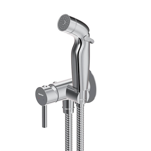 211000000 Option, смеситель монтируемый в стену, с гиг.душем и крючком: фотография 1