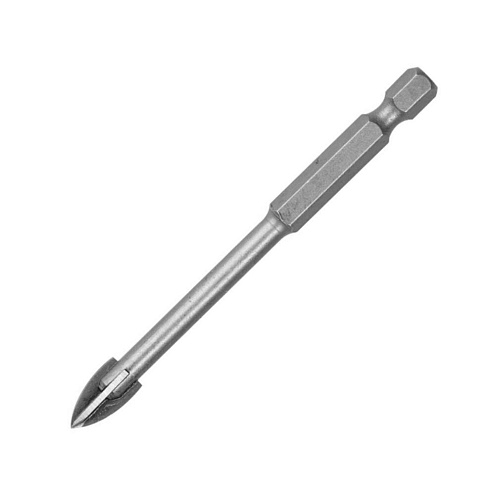 Сверло по керамике 6,0 х 70 мм, 4 режущих кромки, ВК8, 6-гранный хвостовик: фотография 1