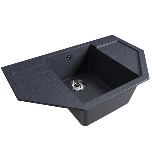 Мойка ML-GM24 угловая с крылом, антрацит (343), 790х490х200 мм: фотография 1