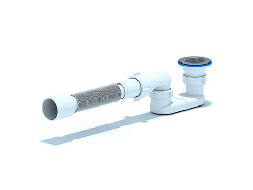 Сифон для душевого поддона плоский 1 1/2&quot; с гибкой трубой 40/50 АНИ Пласт Е015 : фотография 1