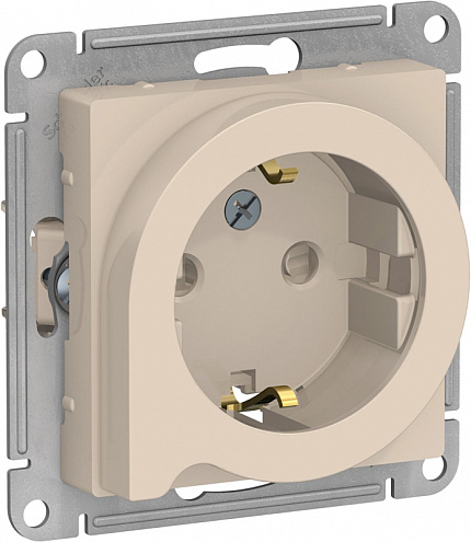 Механизм розетки 1-м СП ATLAS DESIGN с заземл. защ. шторки с выталк. 16А беж. SchE ATN000247: фотография 1