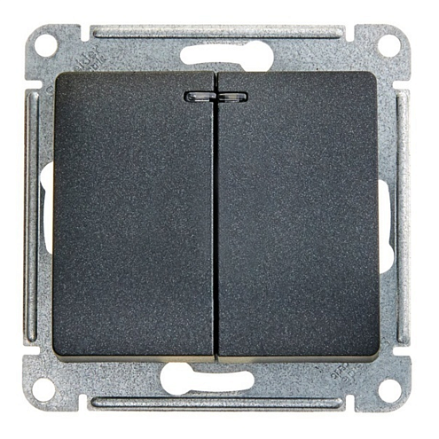 Выключатель 2-кл СП Glossa 10А IP20 (сх. 5а) 10AX с подсветкой механизм антрацит SE GSL000753: фотография 1