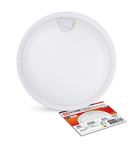 Светильник светодиодный герметичный СПП-Д-КРУГ 8Вт 230В 6500К 640Лм с датч. движ. IP65 IN HOME 4690612032801: фотография 1