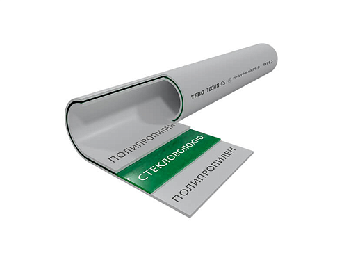 Труба 32х5,4 PN20 армированная стекловолокном SDR 6 серый TR-TB Tebo: фотография 1