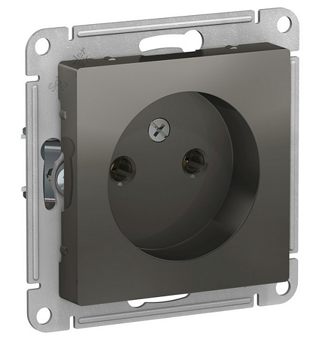 Механизм розетки 1-м СП ATLAS DESIGN без заземл. 16А сталь SchE ATN000941: фотография 1
